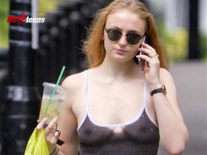 Sophie Turner Nipple Flash in Public