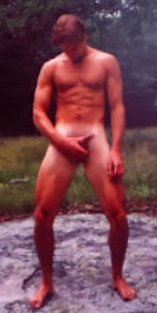 Playing big white cock in public