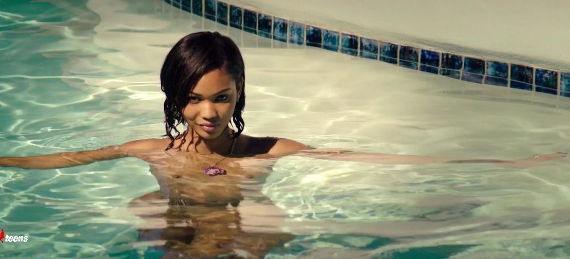 Chanel Iman nude in swimming pool