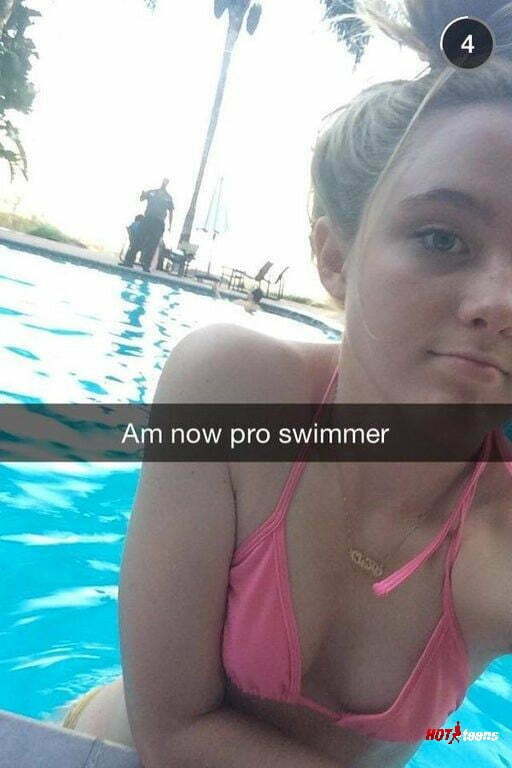 Sexy American teen celebrity with small tits in the swimming pool